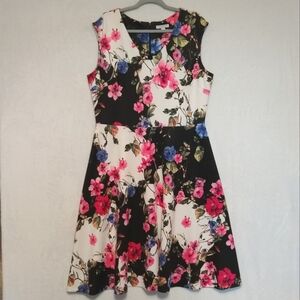 Floral Sleeveless Stretch Dress - Black, Pink, Blue